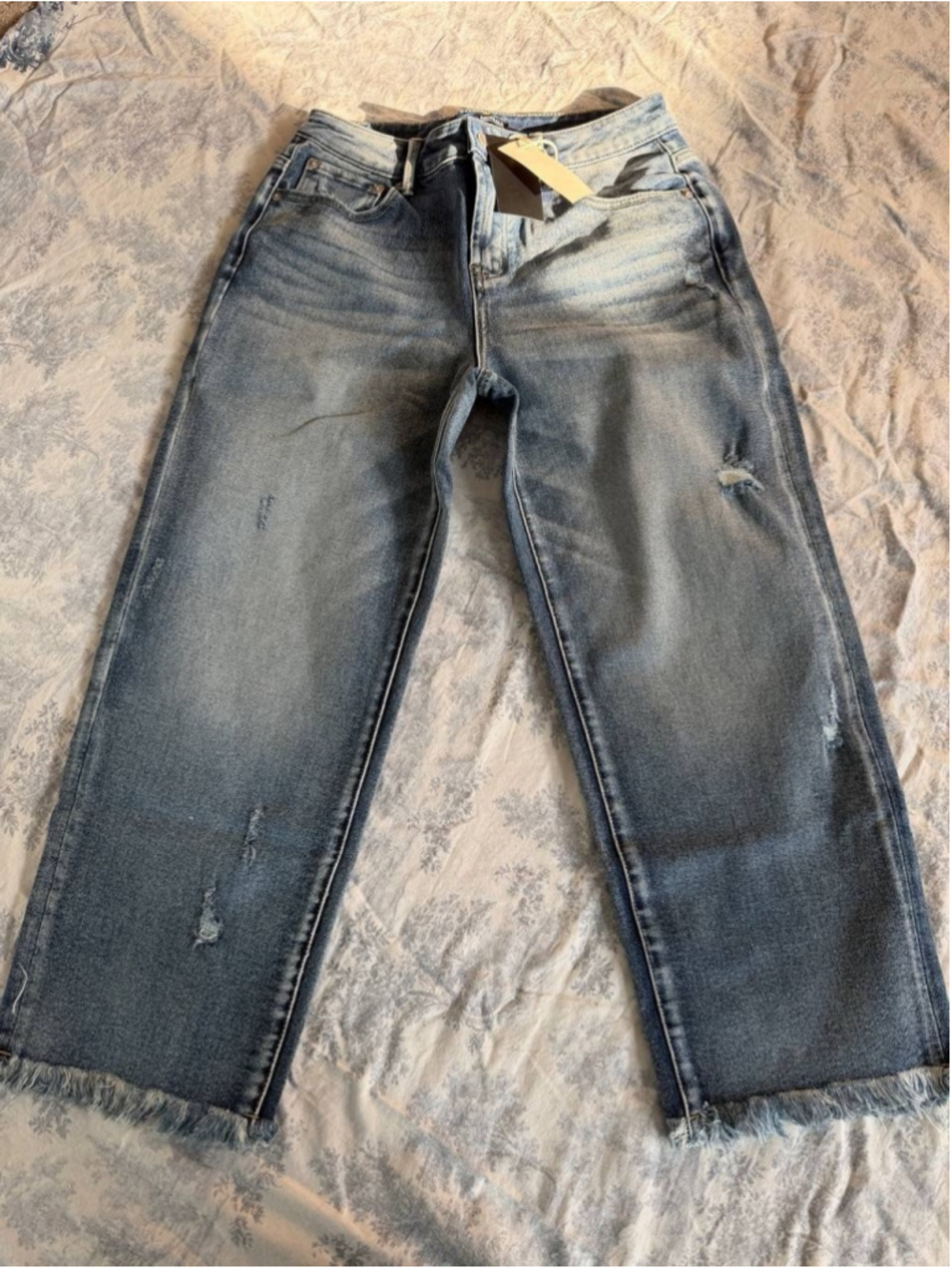 Flamingals Mid Rise Straight Leg Cropped Jeans L